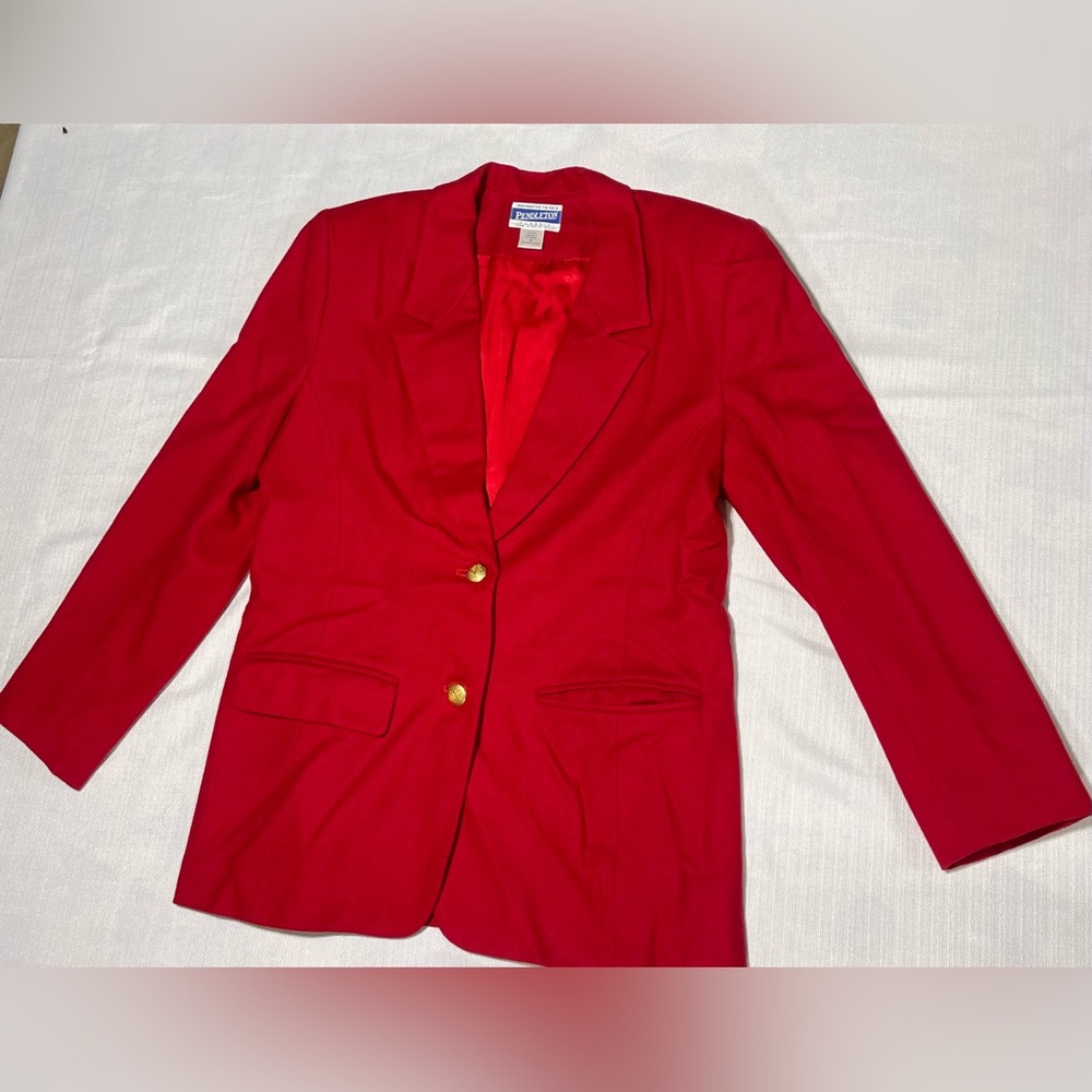 Pendleton Red Wool Gold Button Size 8 - image 1